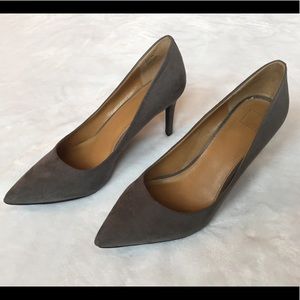 Faux Gray Suede Pumps